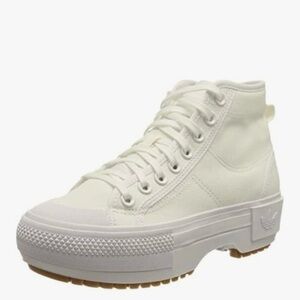Adidas Nizza Trek Off-White Canvas High-Tops with White Gum Sole